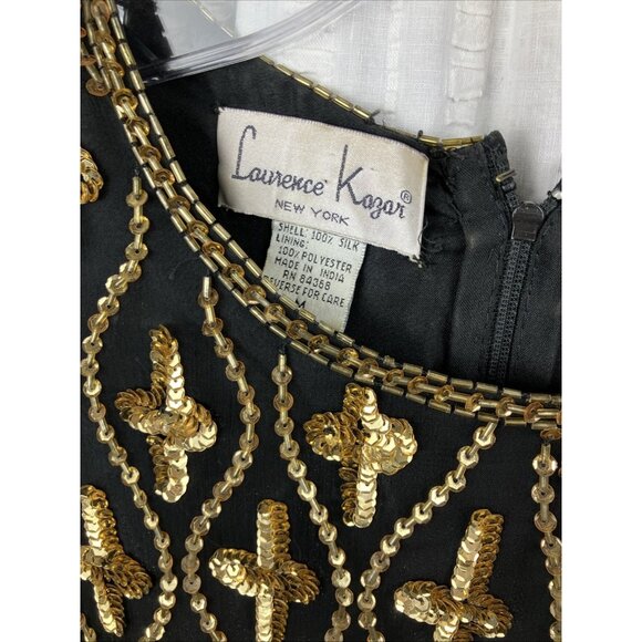 Vintage 80s Lawrence Kazar Sequin Crosses Cocktail Top Byzantine Orthodox - Picture 3 of 5